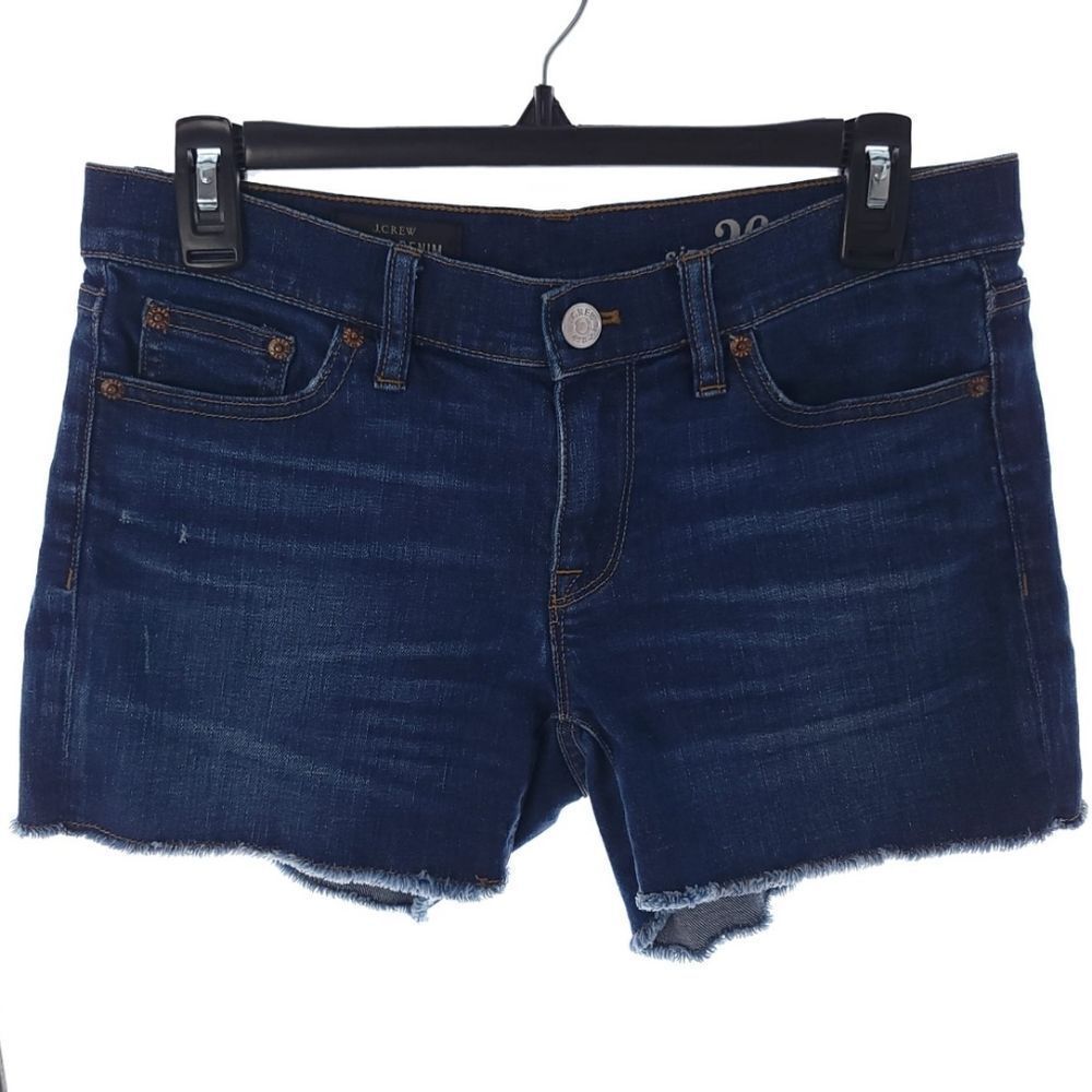 J.Crew Indigo Denim Blue Raw Hem Cut Off Blue Shorts Womens Size 26 A0813